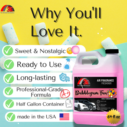 Bubblegum Fun Air Freshener and Odor Eliminator - 3E The Carwash Manufacturer