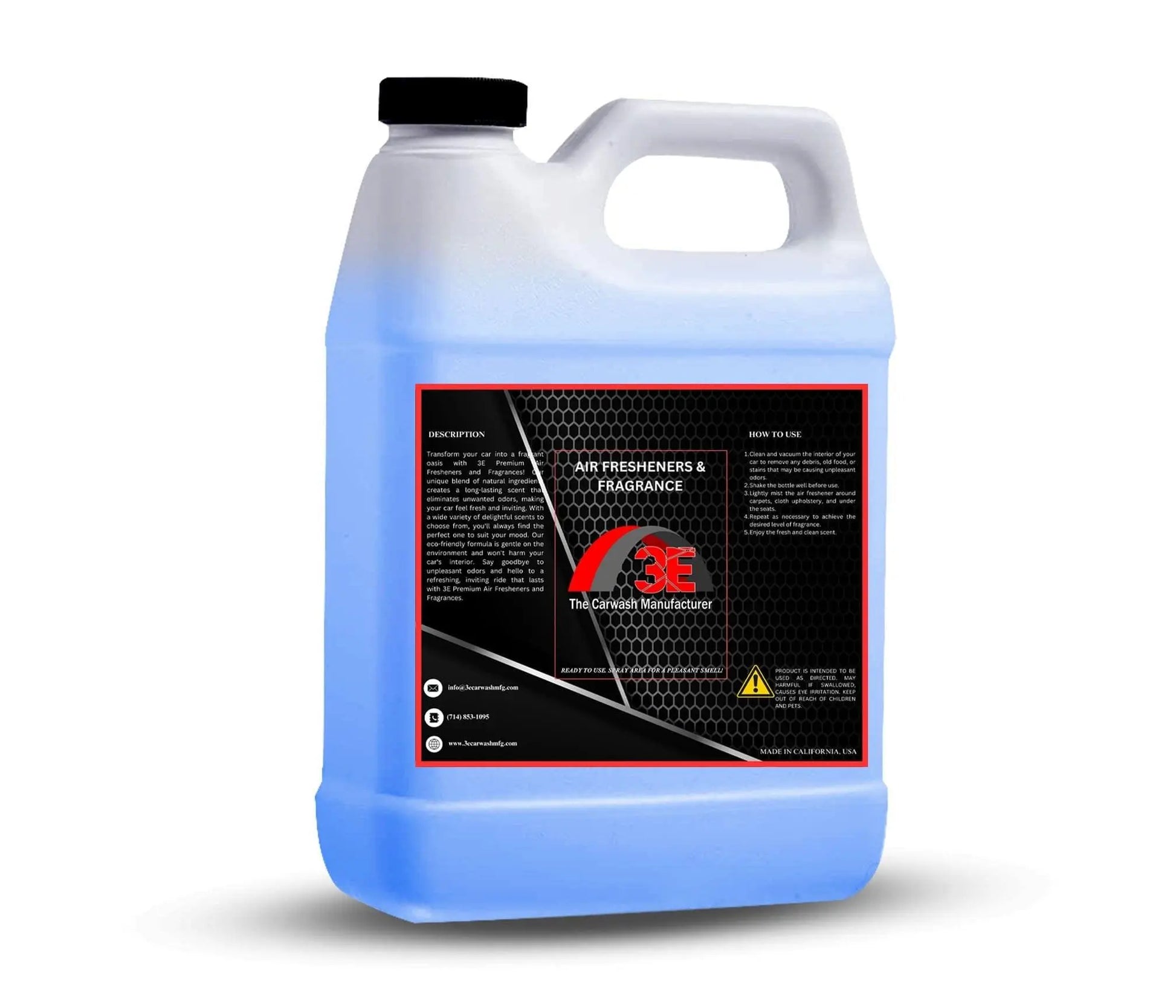 Back view of 3E The Carwash Manufacturer Baby Powder Air Freshener and Odor Neutralizer 64oz container.