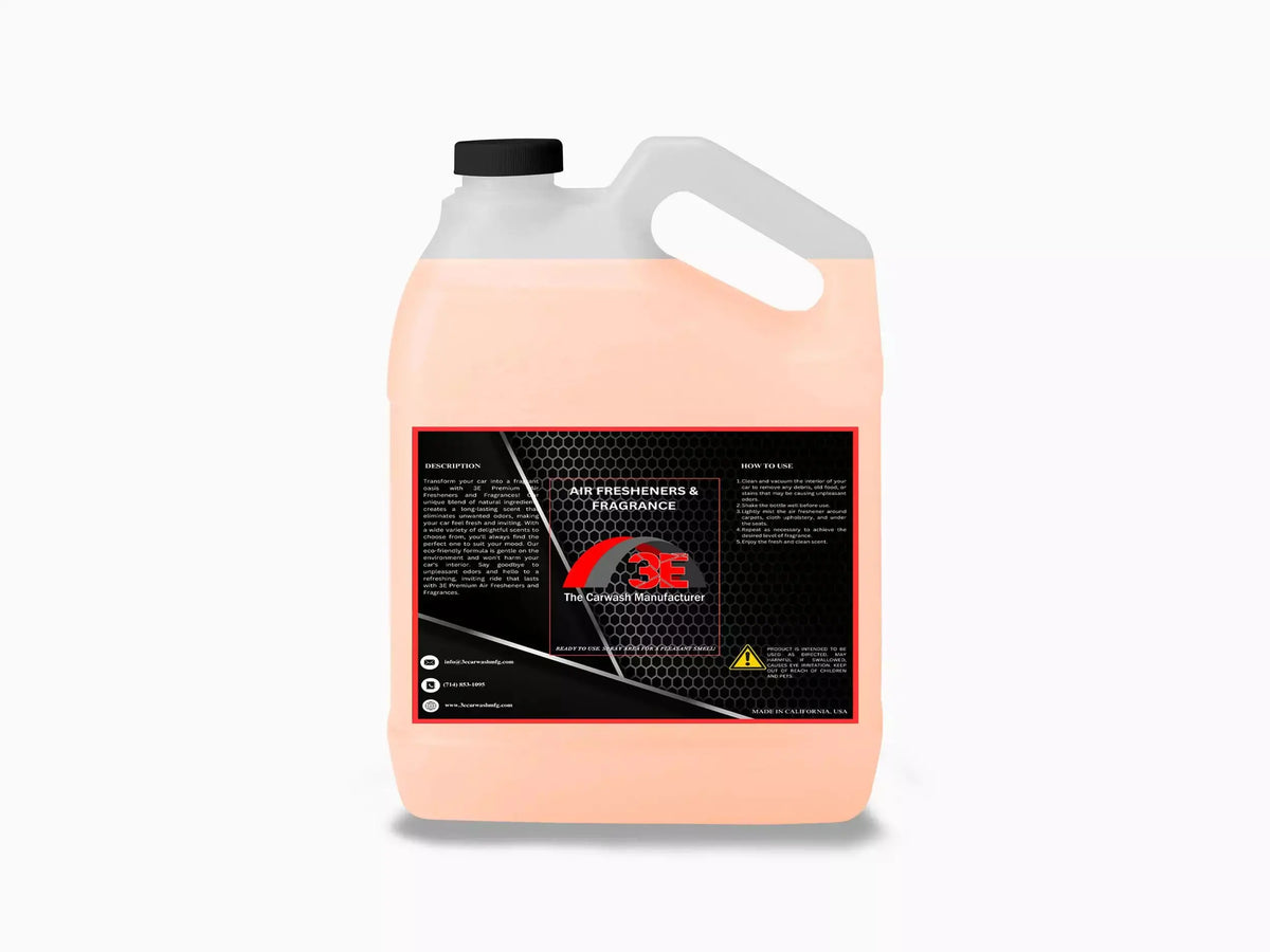 Back view of 3E The Carwash Manufacturer Citrus Burst Air Freshener and Odor Neutralizer 1 gallon container.
