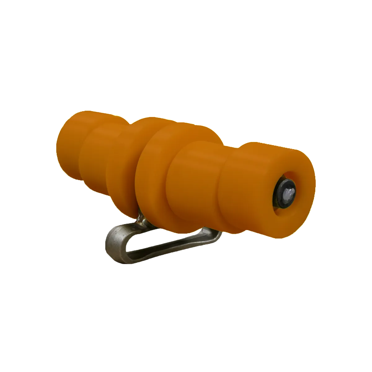 Belanger DuraTrans roller assembly with X458 carrier link featuring heavy-duty UHMW rollers and steel frame for car wash conveyors.