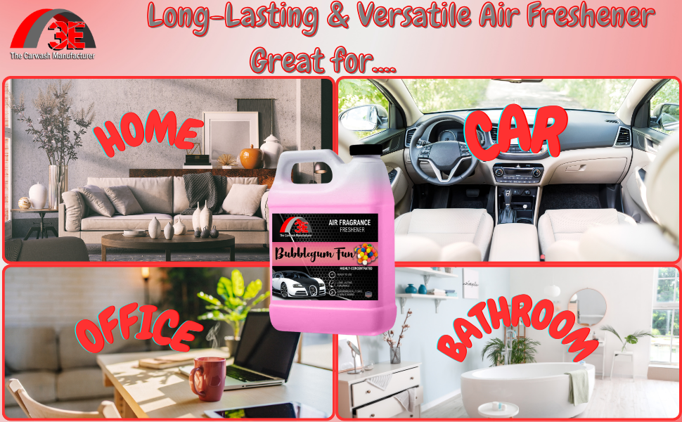 Bubblegum Fun Air Freshener and Odor Eliminator - 3E The Carwash Manufacturer