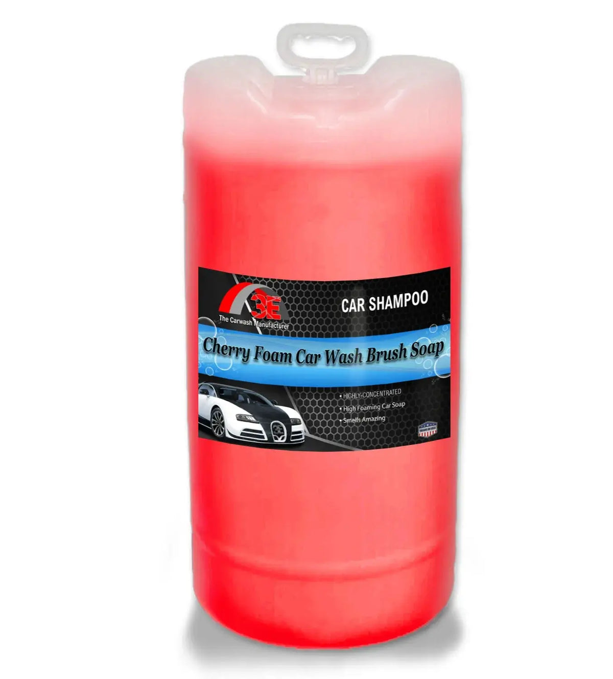 Cherry Foam Car Wash Soap 15 Gallon high foaming car shampoo for car wash owners and mobile auto detailing.