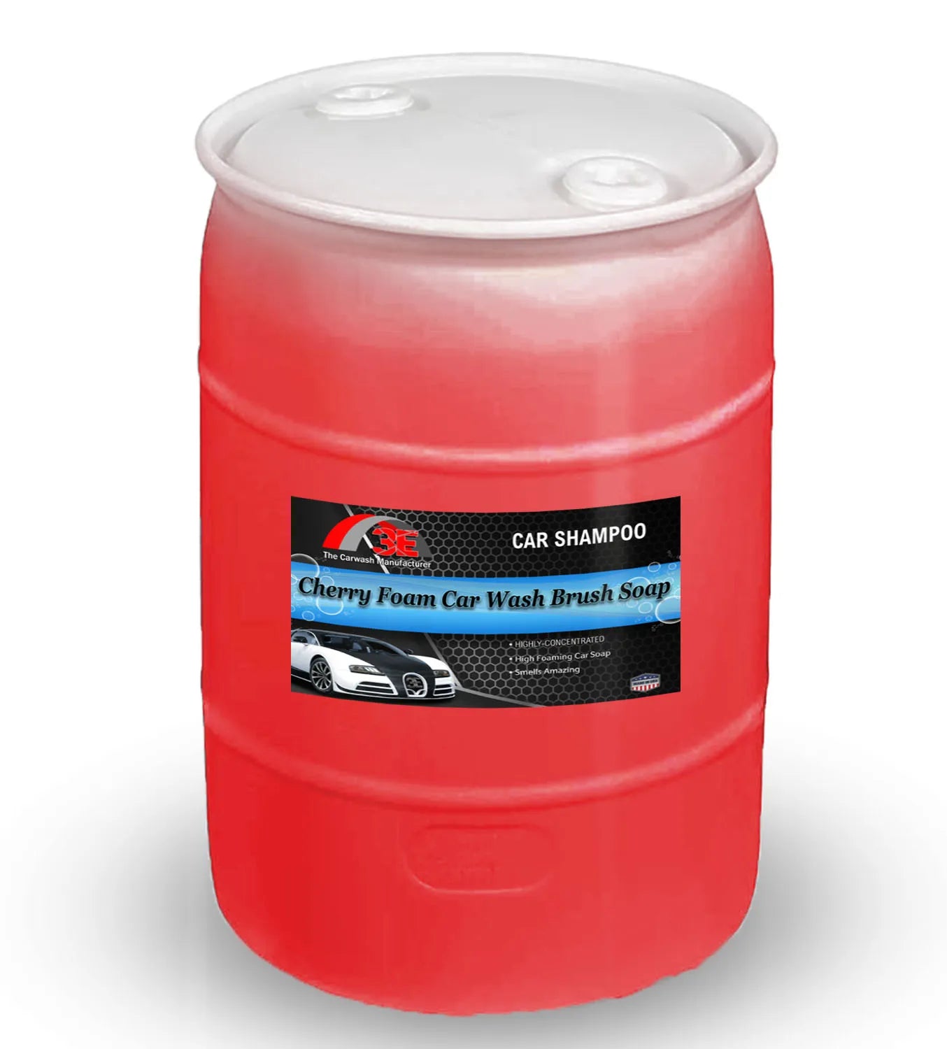 Cherry Foam Car Wash Soap 30 Gallon premium high foaming car shampoo for car wash owners and mobile detailers display image.