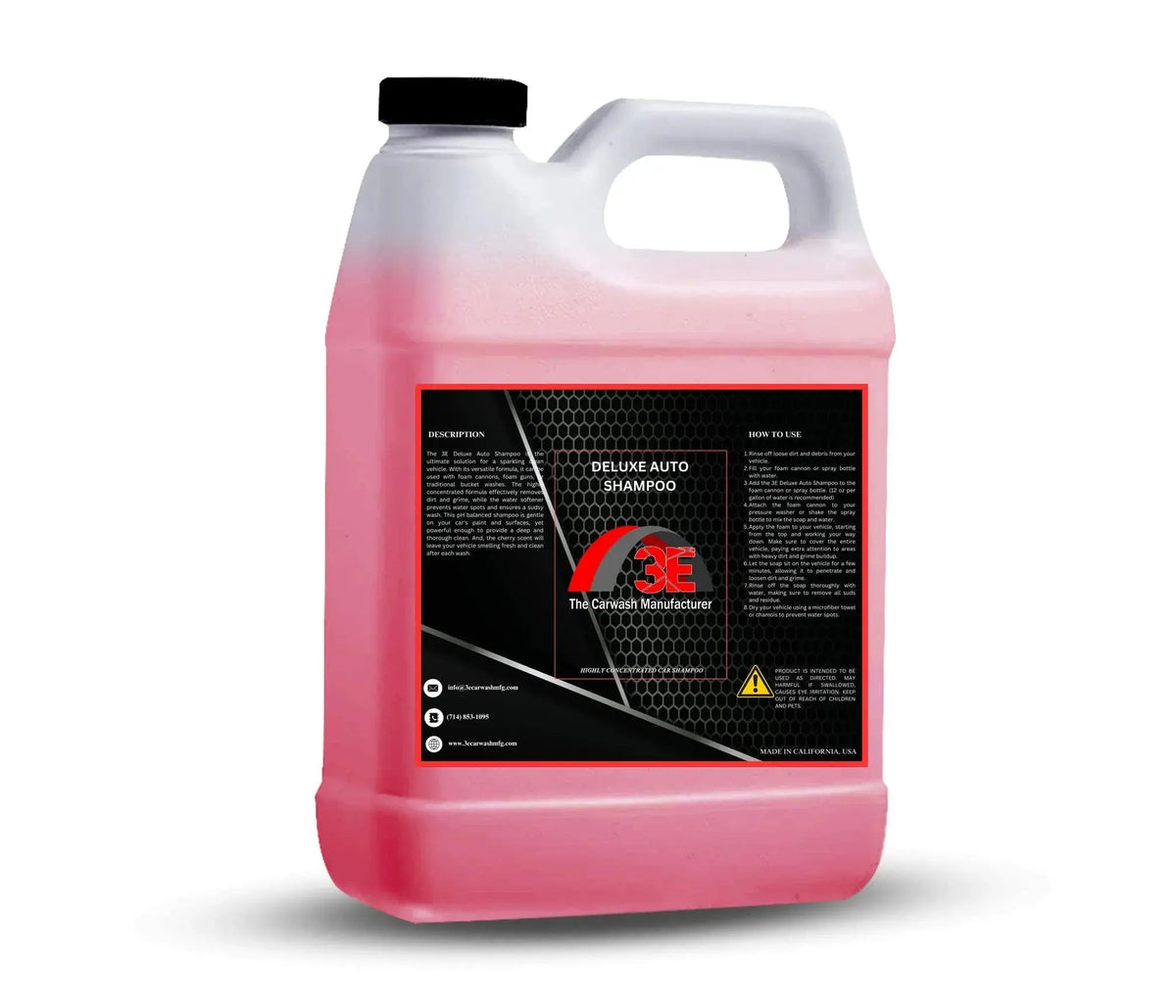 Deluxe Auto Shampoo 64 oz – High Foaming Car Shampoo and Car Wash Soap for frequent washing and mobile car detailing back view.