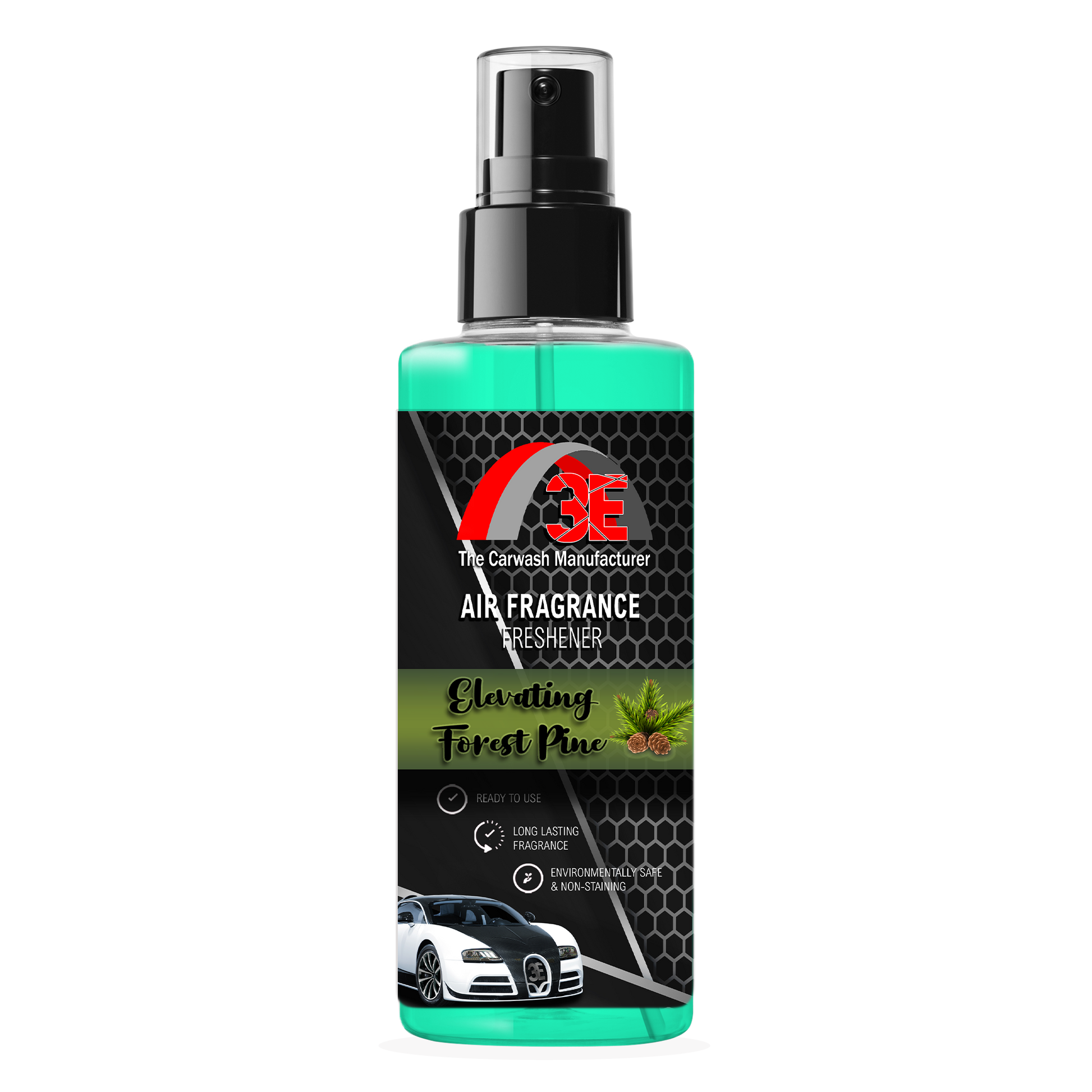 Car air fragrance spray bottle with a visible brand logo on a white background