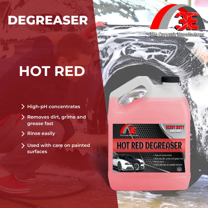 Hot Red Car & Engine Degreaser – heavy duty automotive degreaser for engine cleaning, wheels, and tire care.