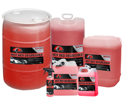 Hot Red car degreaser and engine degreaser in bulk sizes – heavy duty automotive degreaser for tunnel car wash and car wash owners.