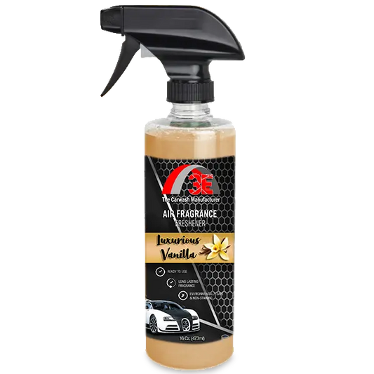 Luxurious Vanilla Car Air Freshener & Odor Eliminator 16 oz spray bottle.