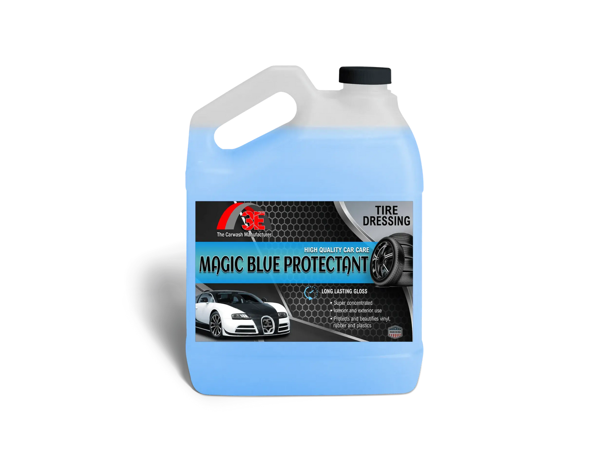 Magic Blue Protectant tire shine 1 gallon – professional silicone based high gloss tire dressing for deep black tires.