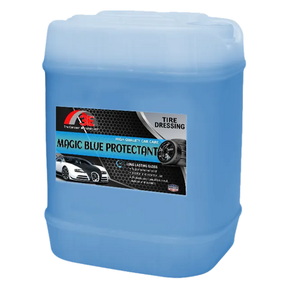 Magic Blue Protectant tire shine 5 gallon – bulk silicone based high gloss tire dressing for car wash tire cleaning.