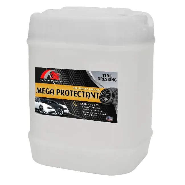 Mega Protectant tire shine 5 gallon – bulk high gloss tire dressing for car wash tire cleaning and long lasting shine.