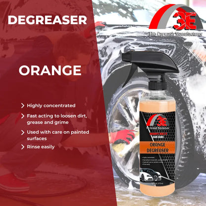 Orange Car & Engine Degreaser 16 oz spray – heavy duty automotive degreaser for engines, wheels, and tire cleaning.
