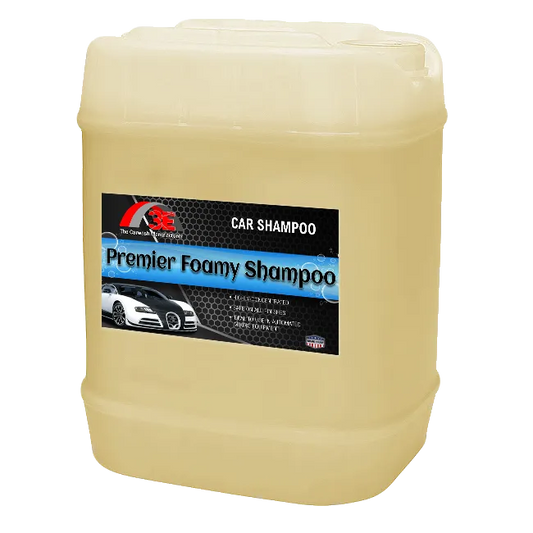 Premier Foamy Car Shampoo 5 gallon high foaming car wash soap pH balanced for professional car washes and detailers.