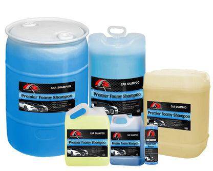 Premier Foamy Car Shampoo all sizes – high foaming pH balanced car wash soap for car wash owners and mobile detailers.