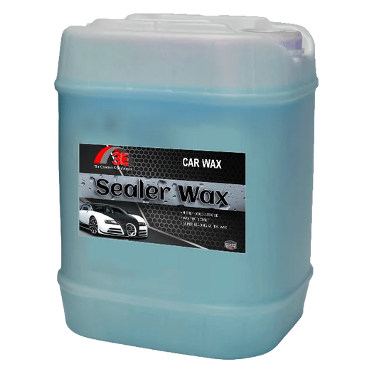 Sealer Wax 5 gallon car wax for automotive paint protection and water beading in car wash systems display image.
