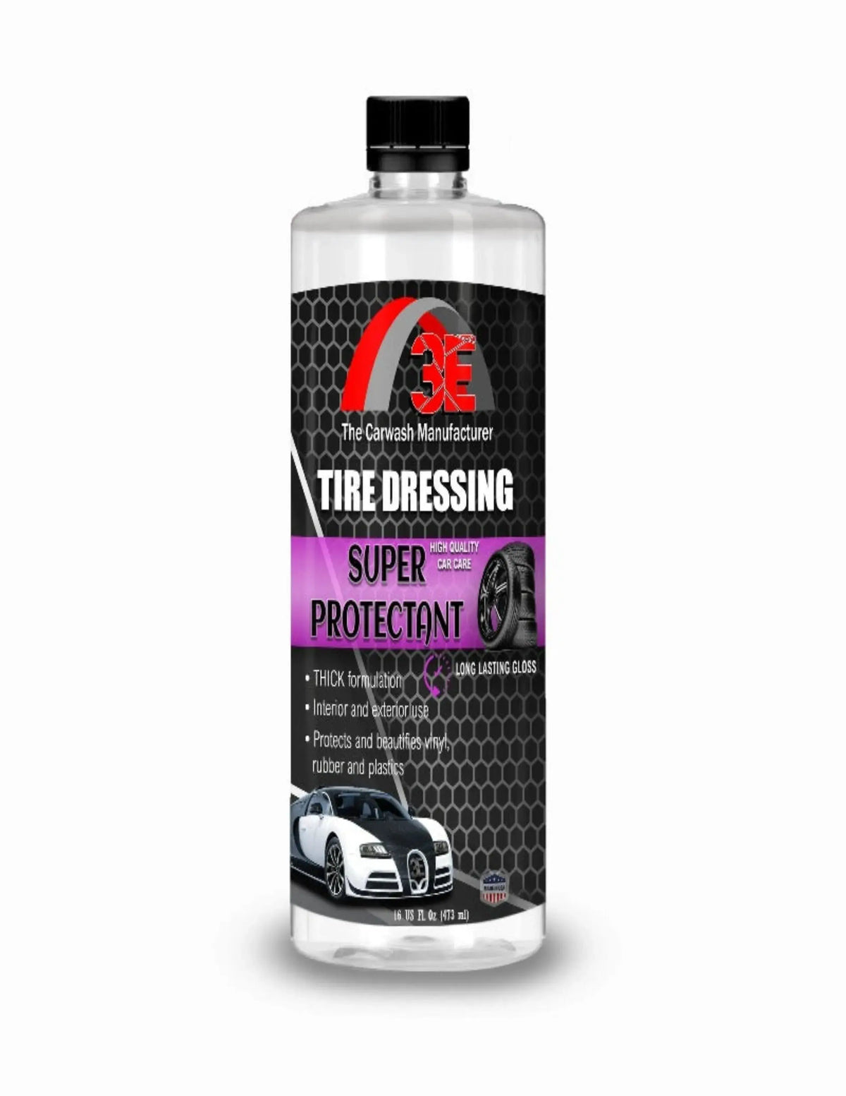 Super Protectant tire shine 16oz – premium silicone based high gloss tire dressing spray for long lasting tire glow.