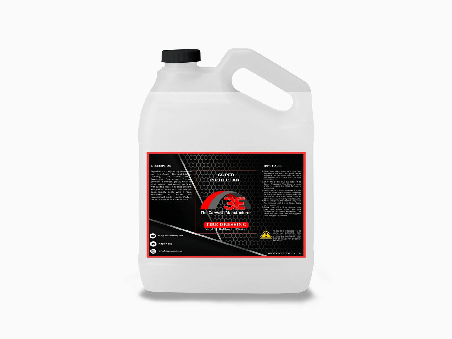 Super Protectant tire shine 1 gallon – professional high gloss tire dressing for deep black finish and protection back view.