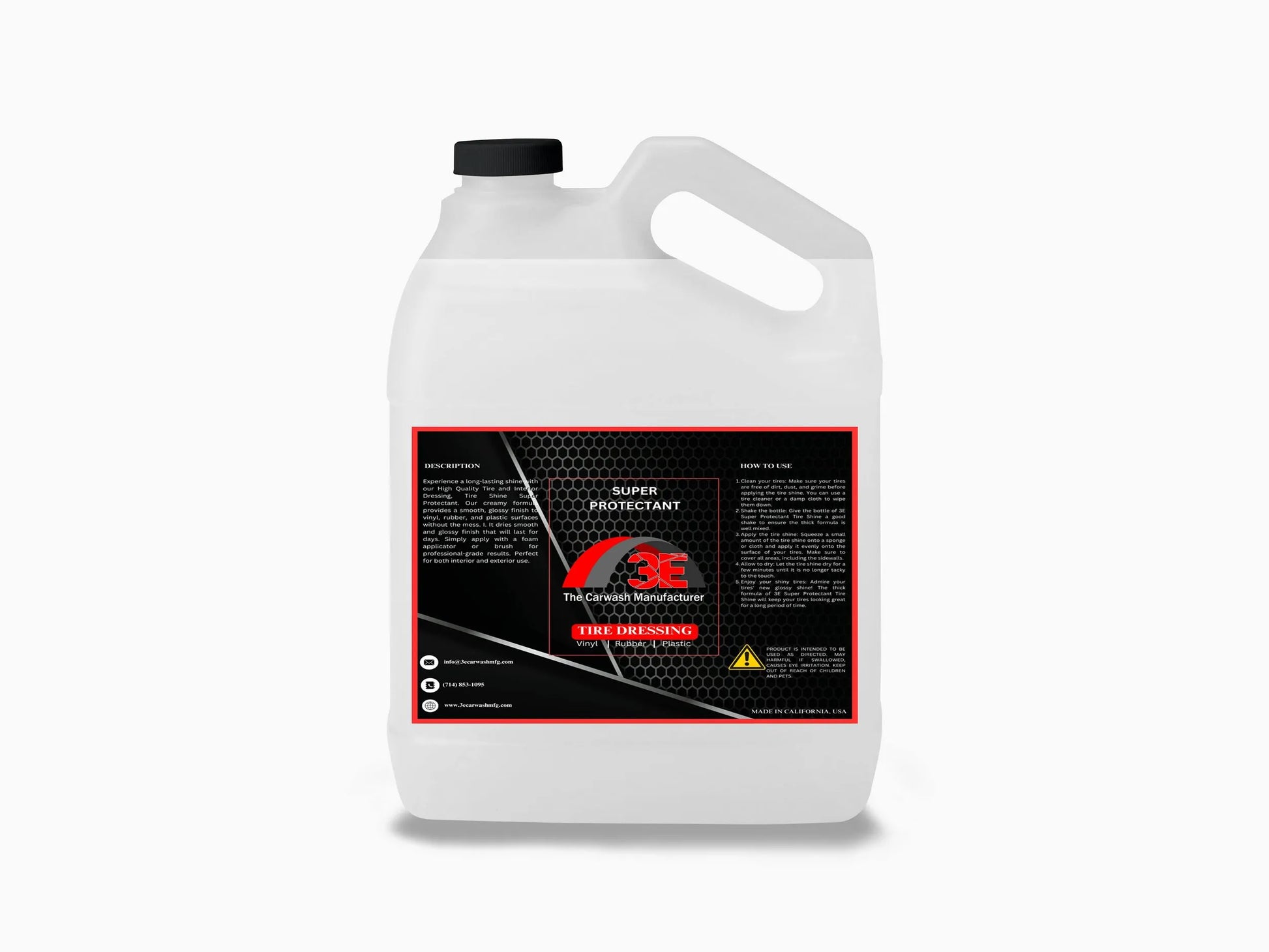 Super Protectant tire shine 1 gallon – professional high gloss tire dressing for deep black finish and protection back view.