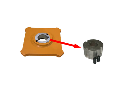 Taper lock bushing 2517 x 2.25 inch installed in sprocket hub for car wash conveyor drive assembly.