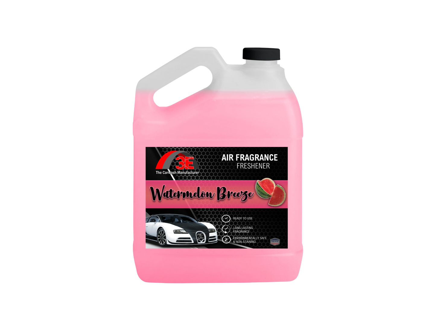 Watermelon Breeze Air Freshener 1 Gallon jug by 3E The Carwash Manufacturer – professional-grade odor eliminator with fresh watermelon scent display image.