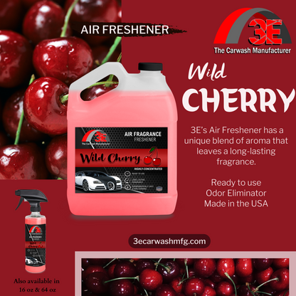 Front view of 1 Gallon Wild Cherry Air Freshener bottle with red label and handle
