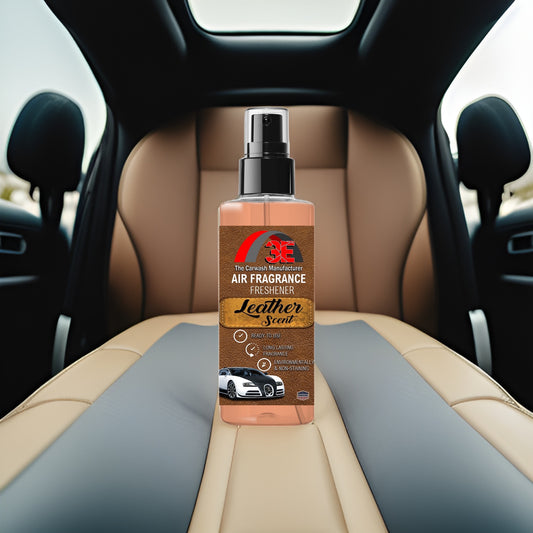 4oz bottle of leather-scented odor eliminator for auto detailing