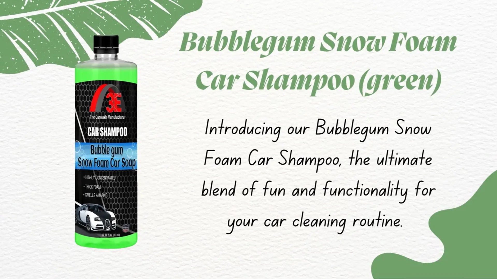 Bubblegum Snow Foam Car Shampoo (Green) – High Foaming Car Wash Soap Promotional Video.