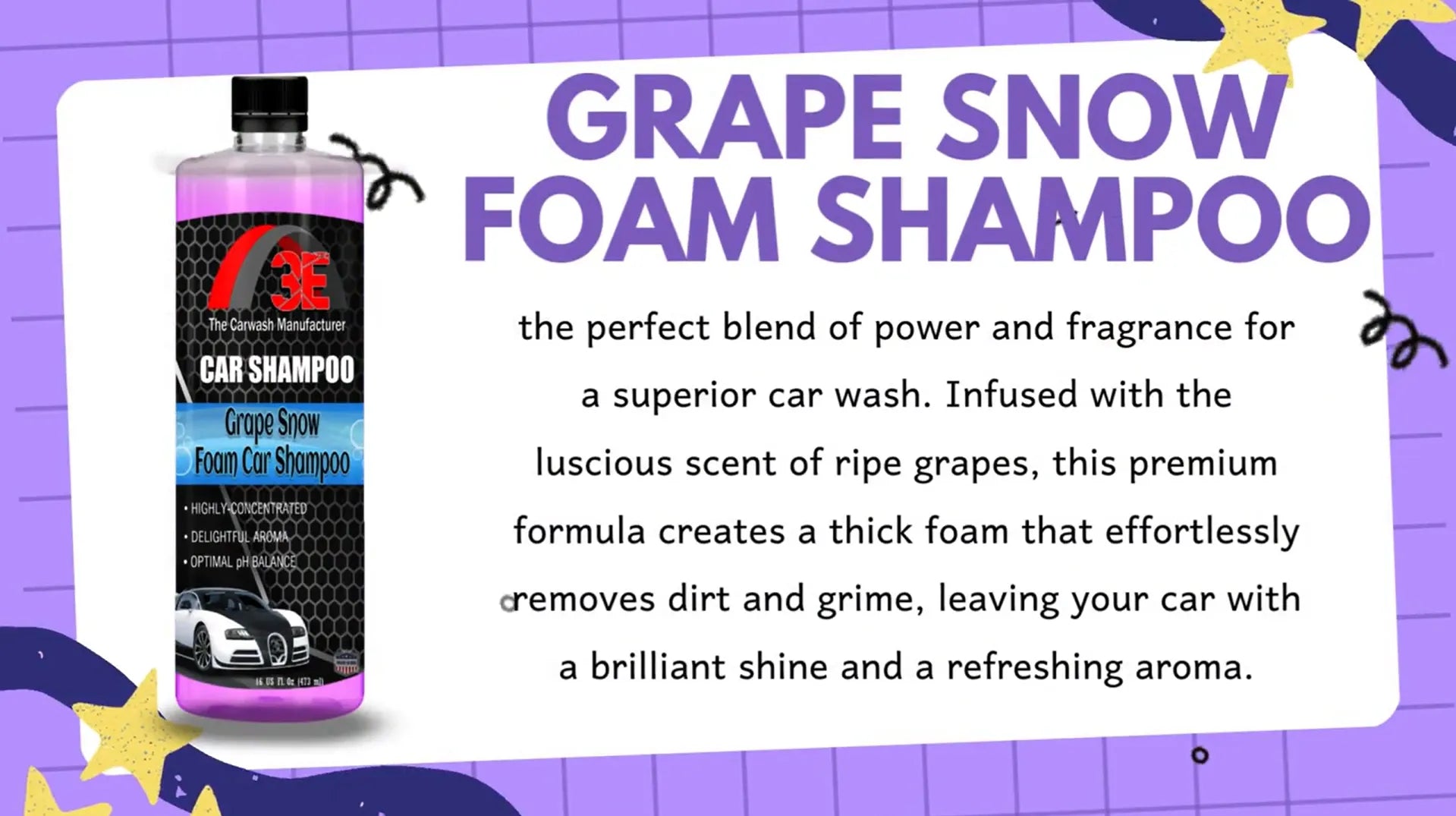 Grape Snow Foam Car Shampoo – Professional Car Wash Soap for Detailers Promotional Video.