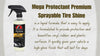 Mega Protectant tire shine video – high gloss tire dressing spray for deep black tires and lasting protection.