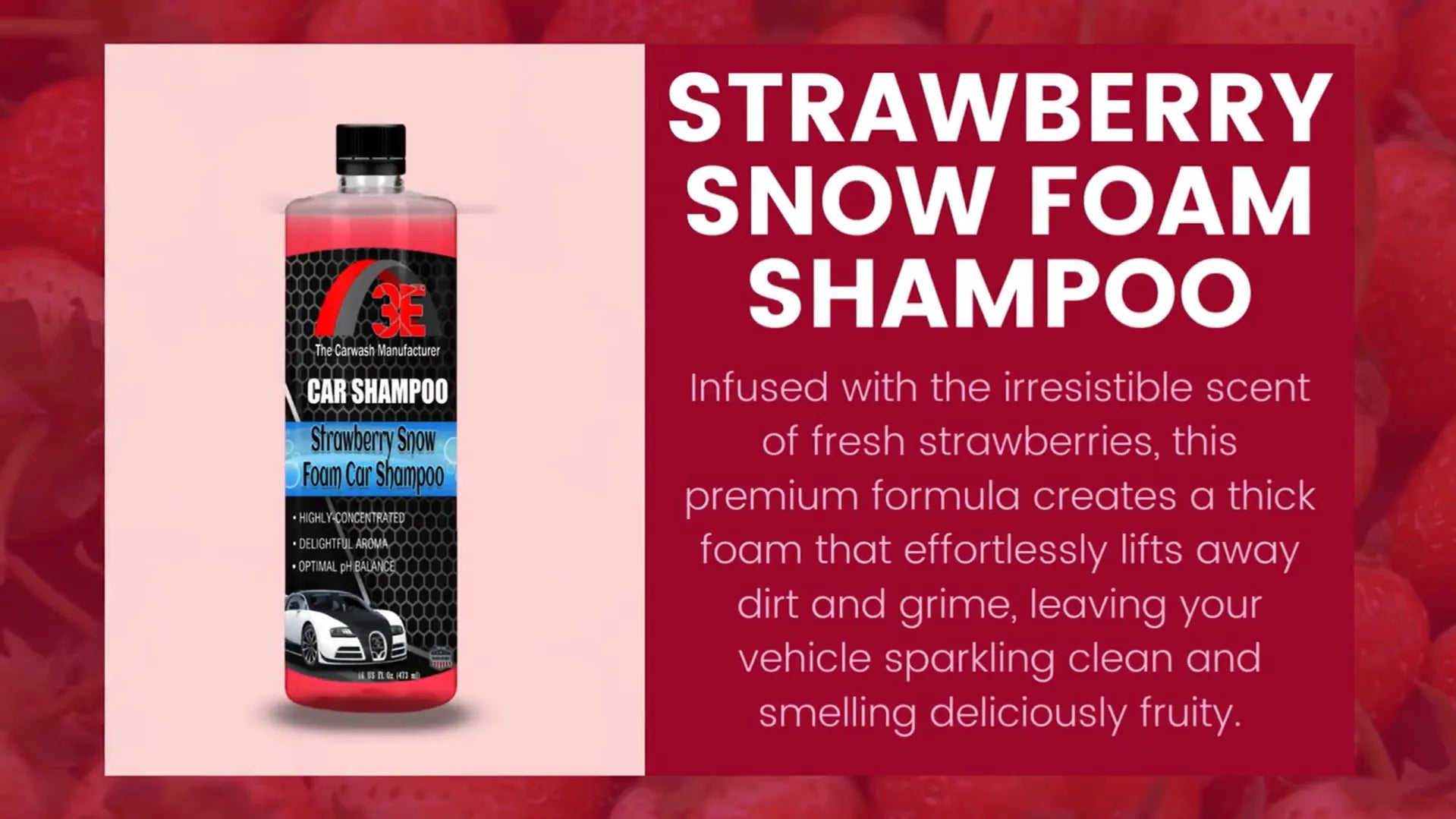 Strawberry Snow Foam Car Shampoo High Foam Car Wash Soap Promotional Video.
