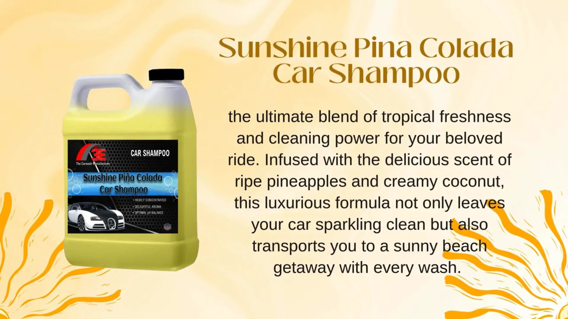 Sunshine Pina Colada Car Shampoo – Tropical High Foaming Car Wash Soap Promotional Video.