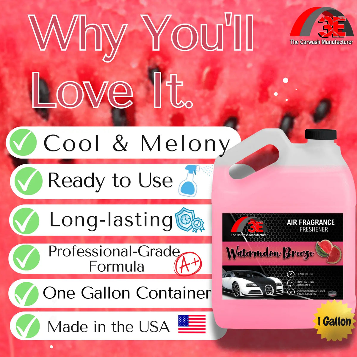 Strawberry Blast Air Freshener – Long-Lasting Sweet Scent & Odor Eliminator 3E The Carwash Manufacturer